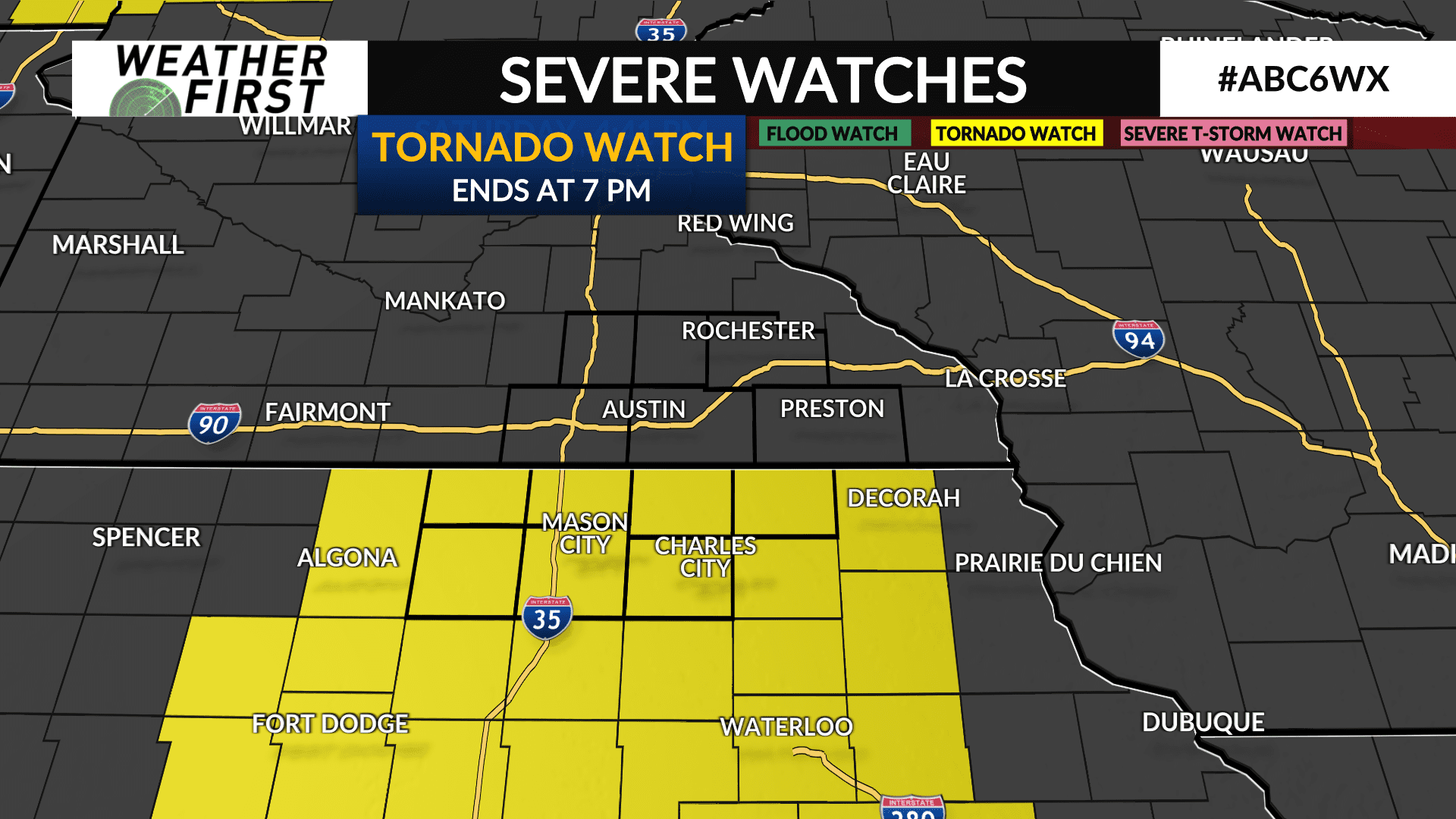 Tornado Watch Until 7 PM ABC 6 News