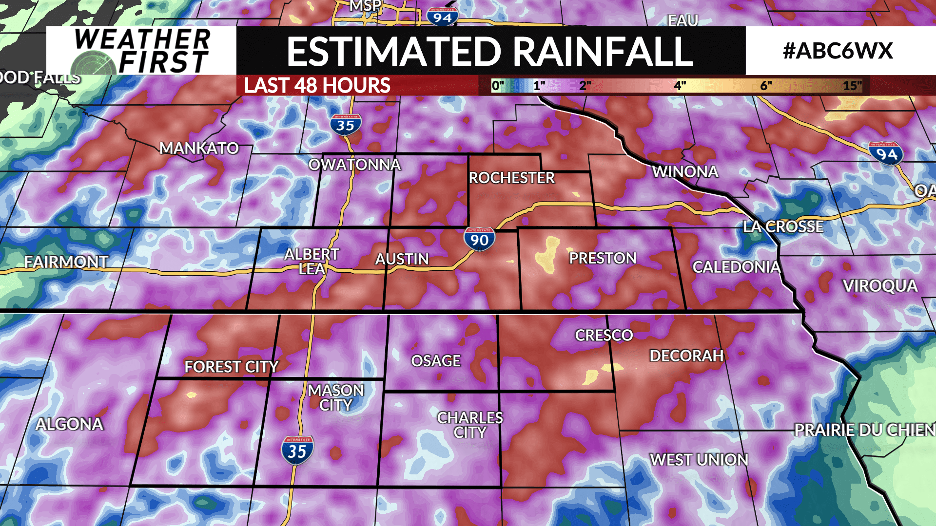 Weekend rainfall totals ABC 6 News