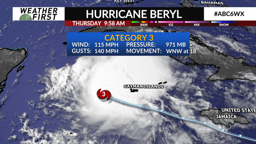 Hurricane Beryl remains strong, major hurricane in Caribbean - ABC 6 ...